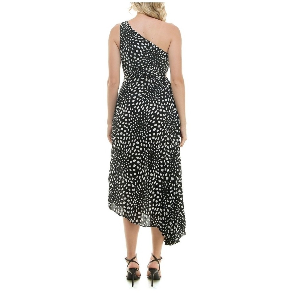 Nicole Miller One Shoulder Pleated Midi Dress Special Event Rock Glam Size 6